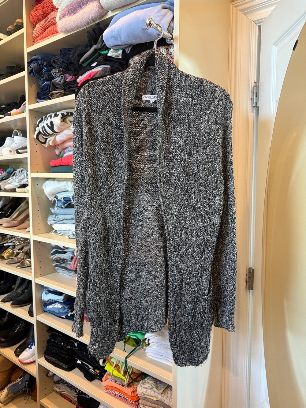 Cotton Emporium Marled Gray Open-Front Cardigan